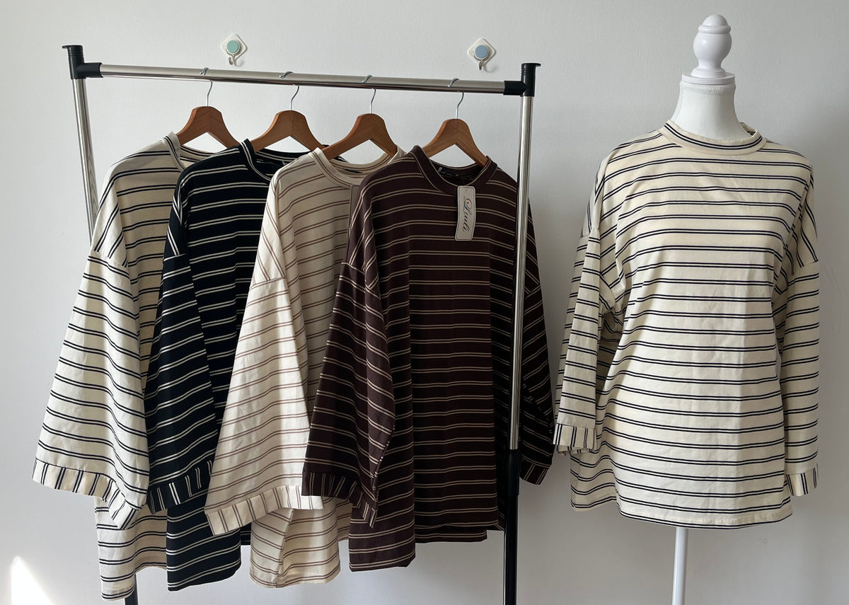 Blouse marinière oversize femme à manches longues