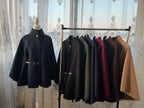 Cape Élégante Femme à Col Montant avec Ceinture