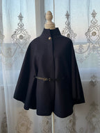 Cape Élégante Femme à Col Montant avec Ceinture